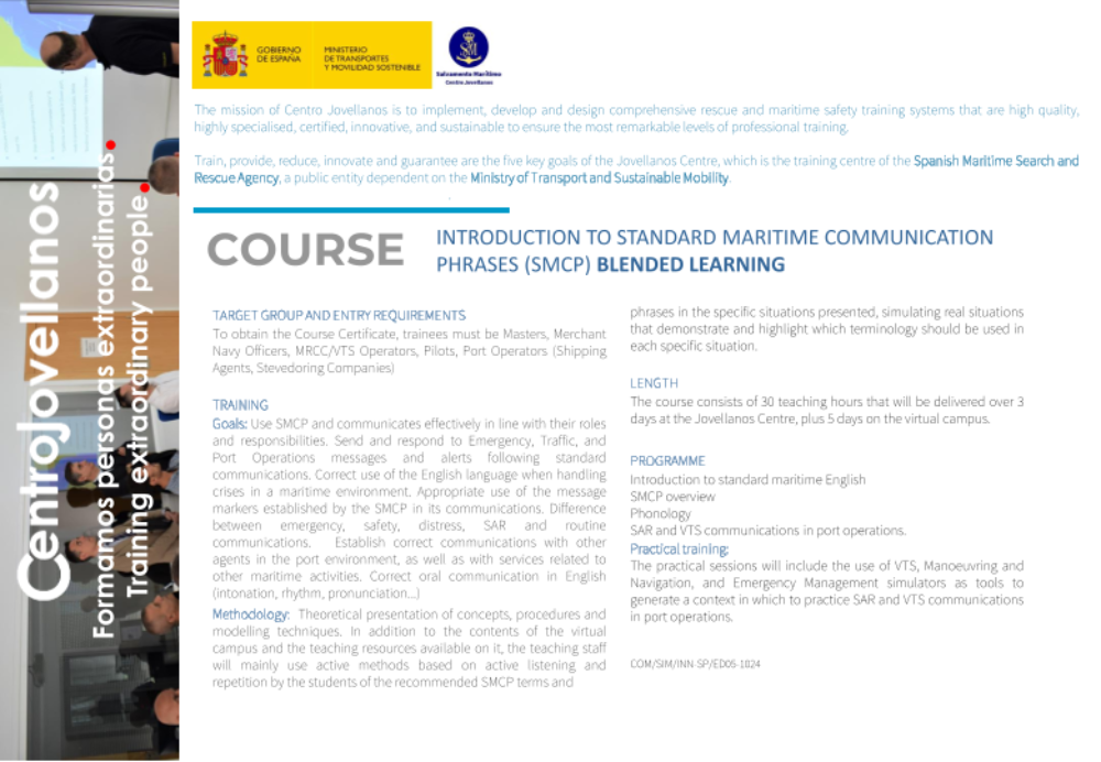 Imagen Introduction to standard maritime communication phrases (SMCP). Blended learning