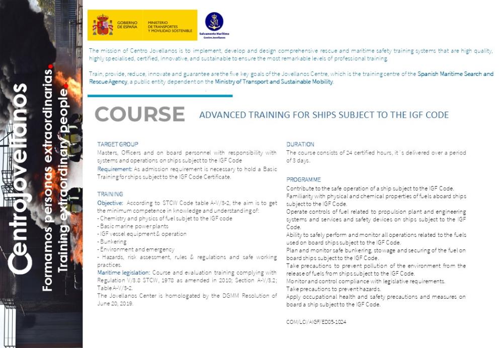 Imagen Advanced training for ships subject to the IGF code