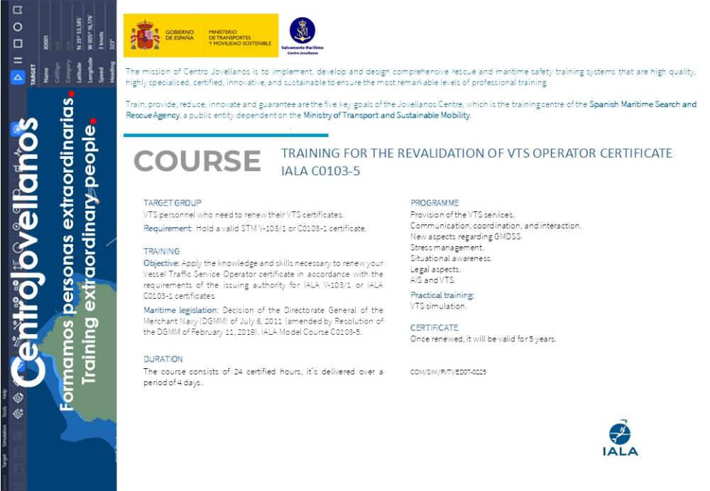 Imagen Training for the Revalidation of VTS operator certificate. IALA C0103-5