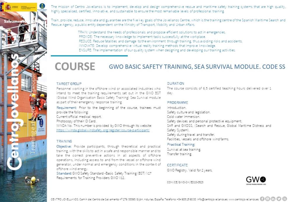 Imagen GWO basic safety training, sea survival module. Code SS