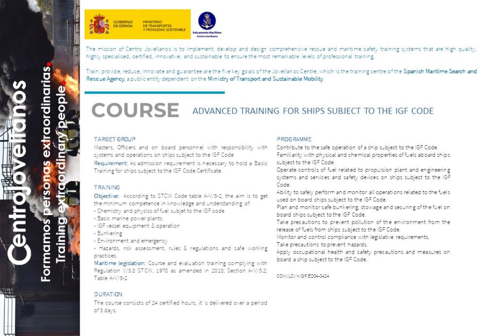 Imagen Advanced training for ships subject to the IGF code