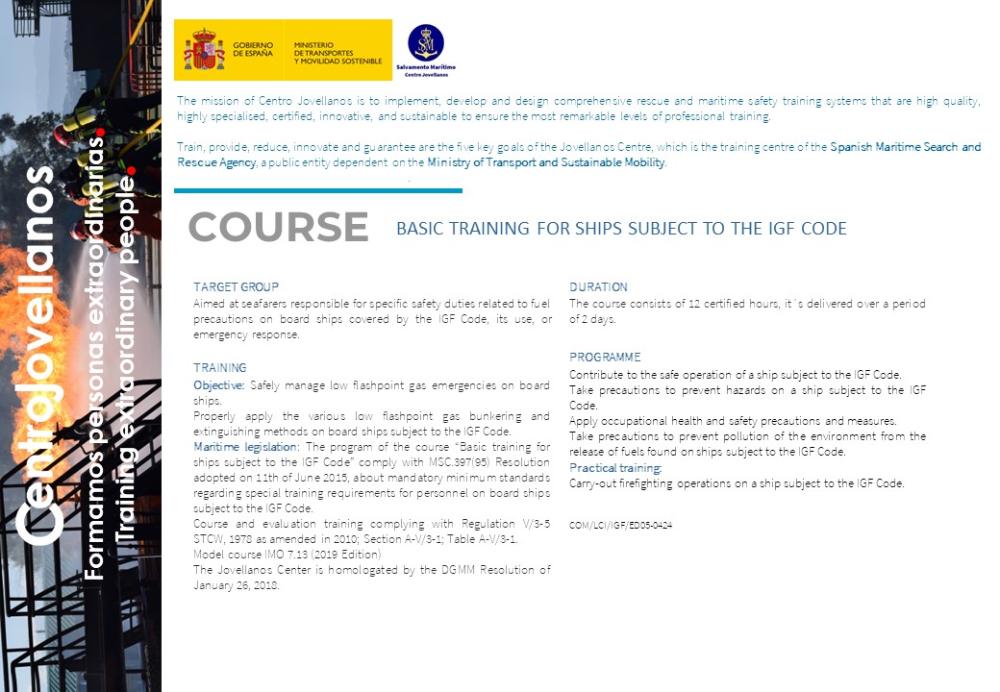 Imagen Basic training for ships subject to  the IGF code