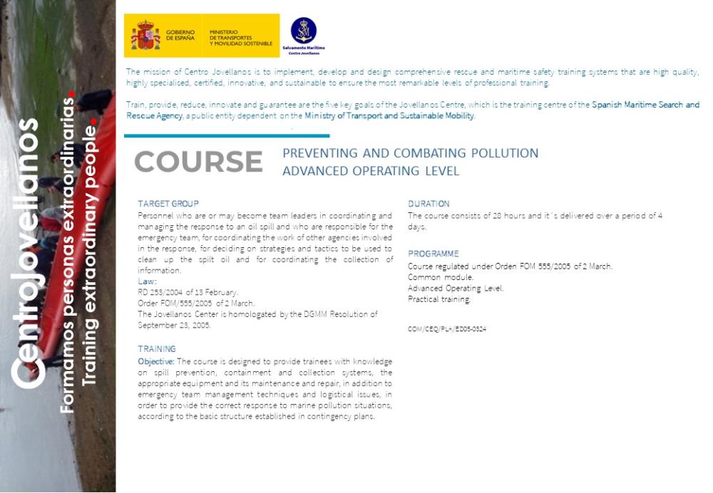 Imagen Preventing and combating pollution (Advanced operating level)